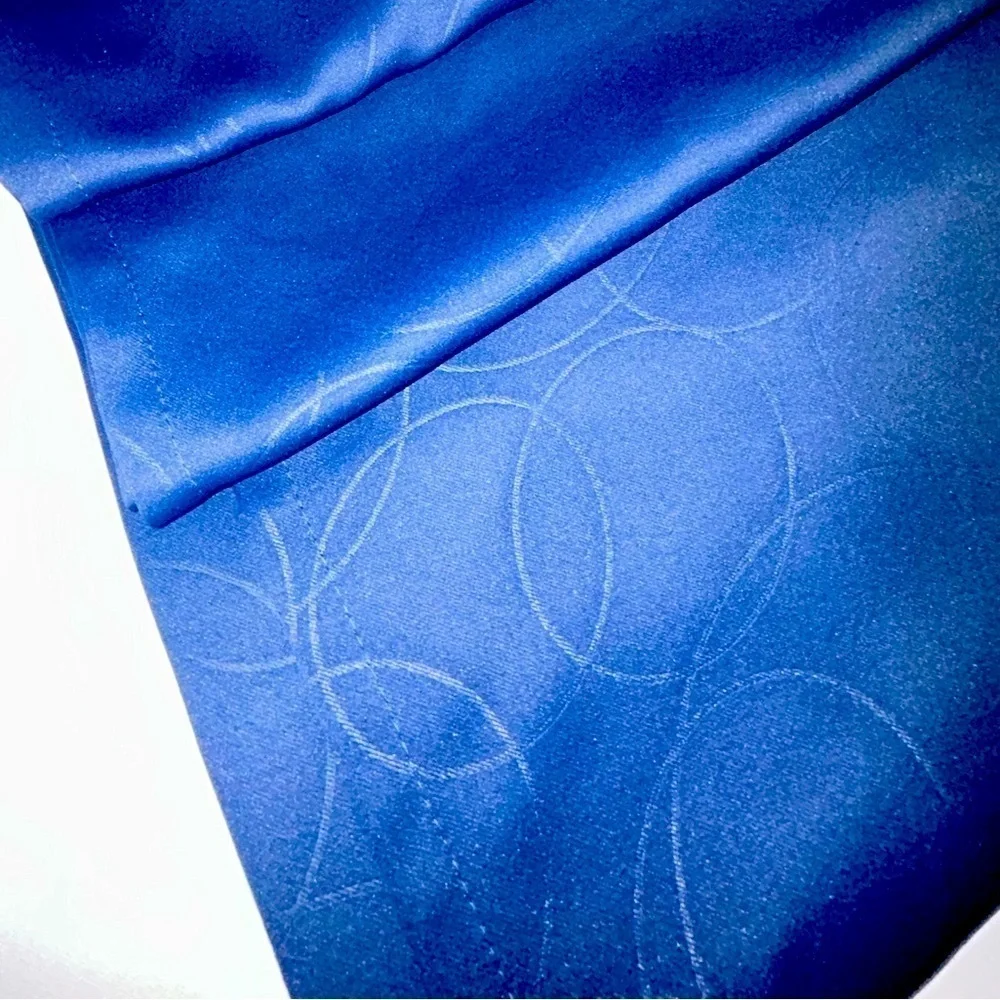 Luxury Long Royal Blue Grommet Curtains Geometric Concentric Circle Pattern